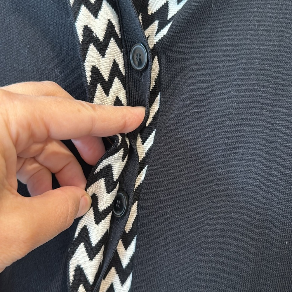DVF/Diane Von Furstenberg Carmela Black and White Long Cardigan - Picture 9 of 16